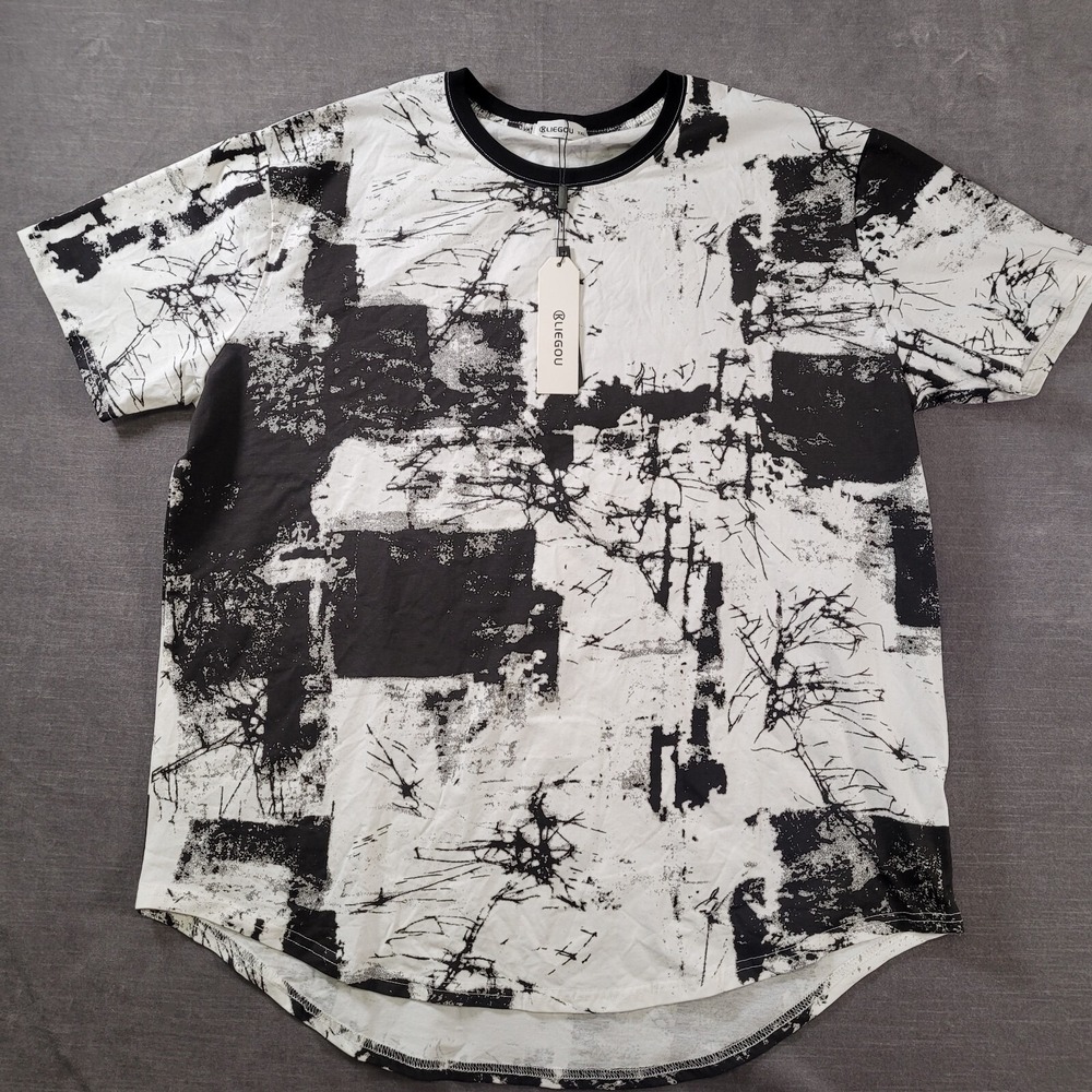 KLiegou Tie Dye T-Shirt Shirt Black White Mens‎ Size XXL New